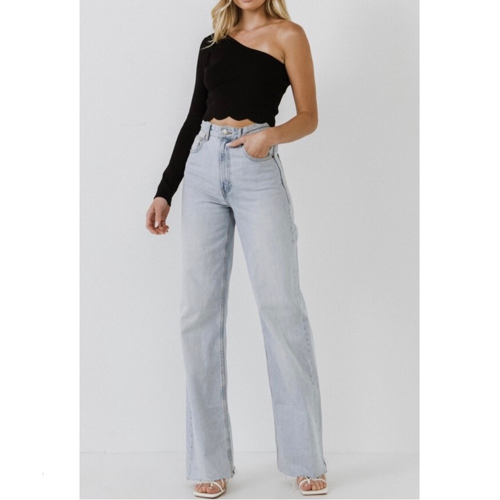Endless Rose Black One-Shoulder Crop Top